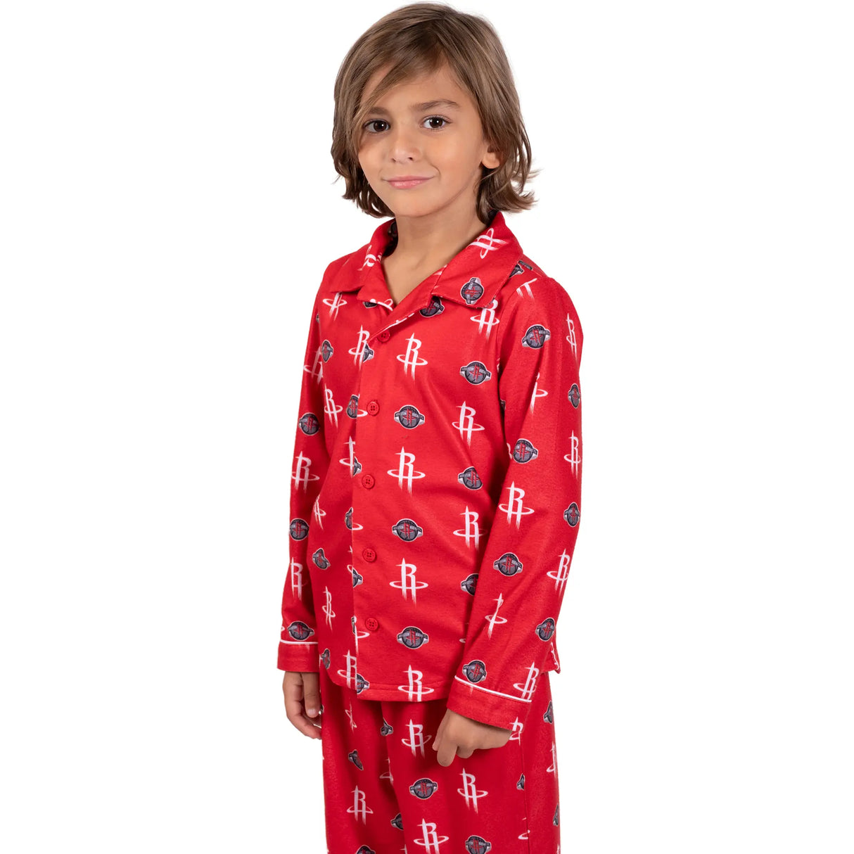 Ultra Game Youth NBA Official 2-Piece Super Soft Button Down Pajamas Set | Houston Rockets