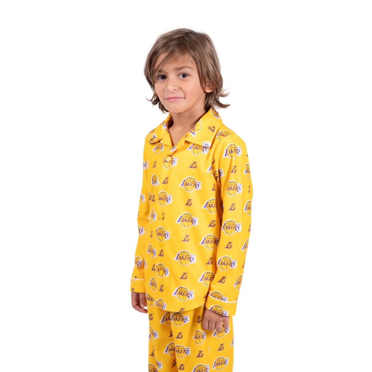 Ultra Game Youth NBA Official 2-Piece Super Soft Button Down Pajamas Set | Los Angeles Lakers
