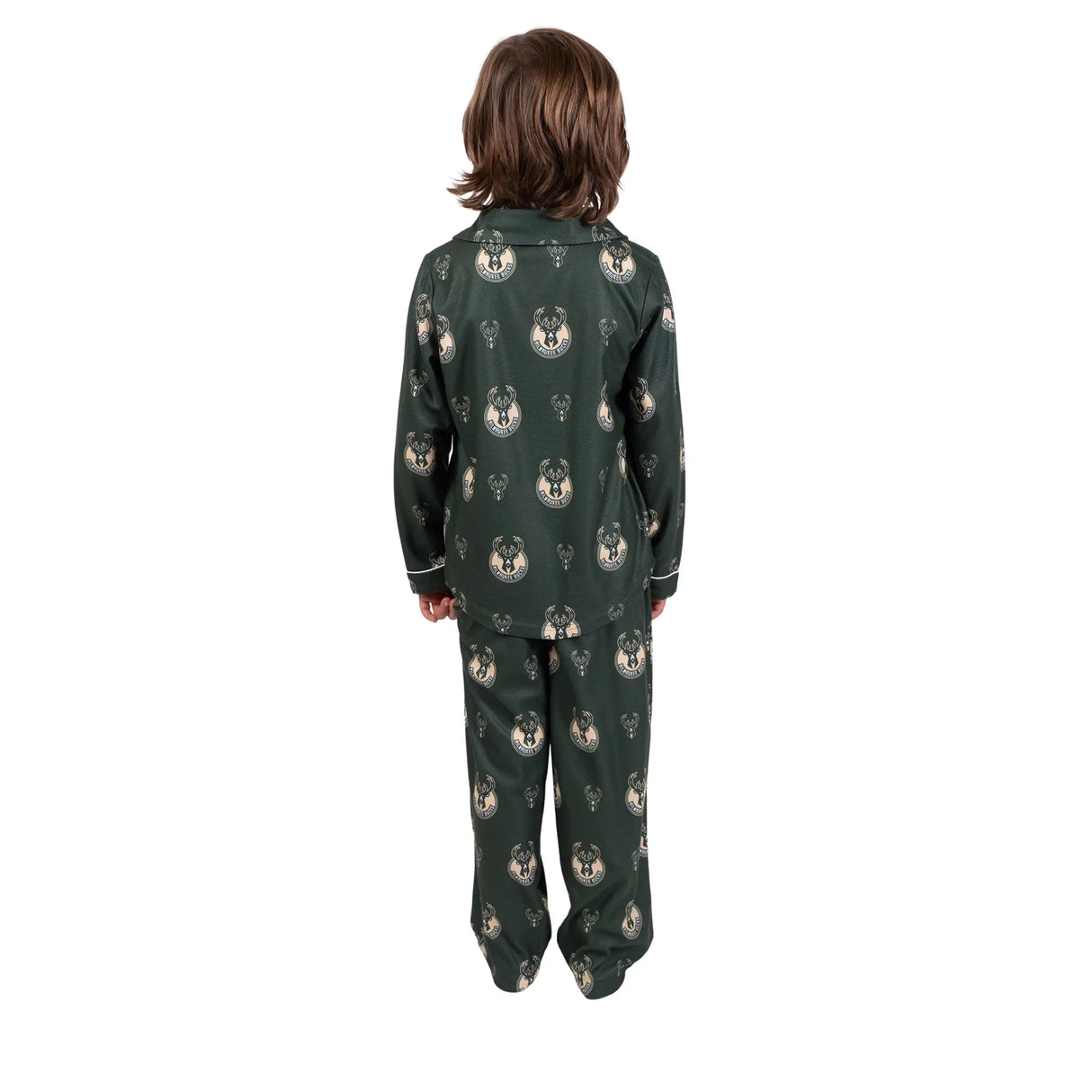 Ultra Game Youth NBA Official 2-Piece Super Soft Button Down Pajamas Set | Milwaukee Bucks