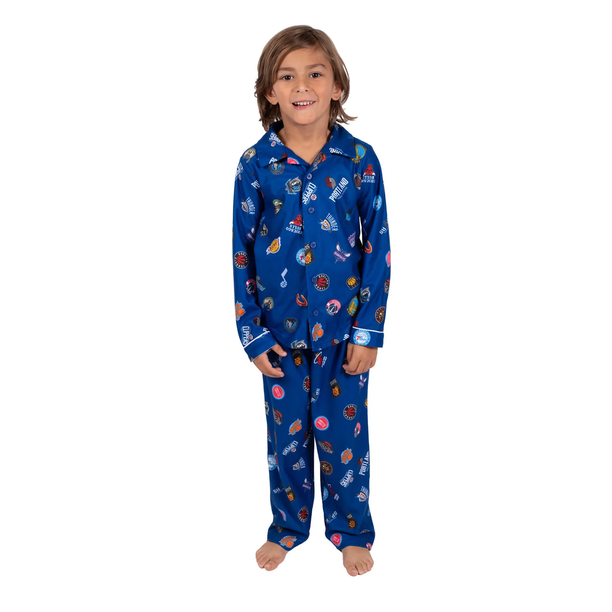 Ultra Game Youth NBA Official 2-Piece Super Soft Button Down Pajamas Set | Multi-Team