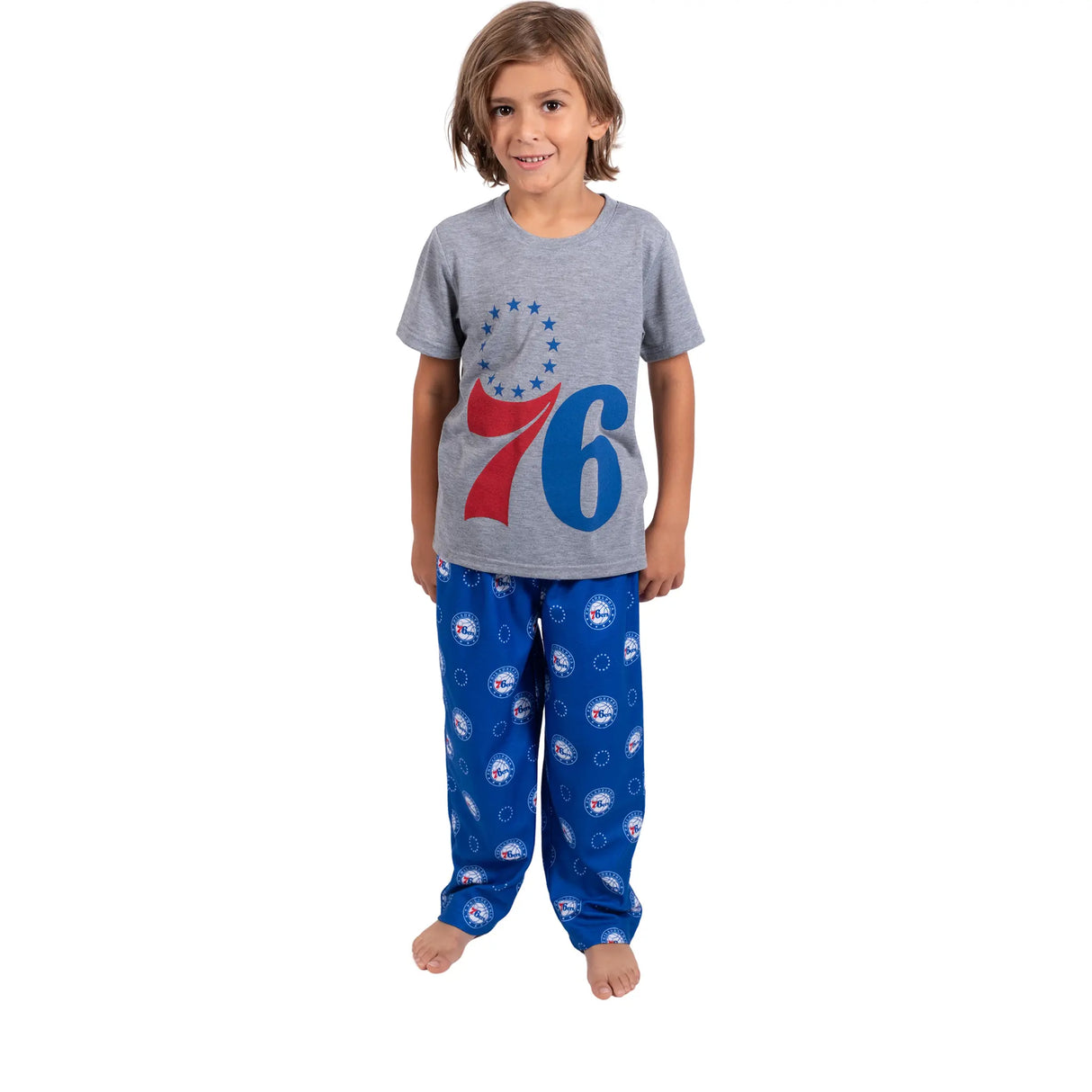 Ultra Game Youth NBA Official 2-Piece PJs Lounge Pants & Tee Set | Philadelphia 76ers