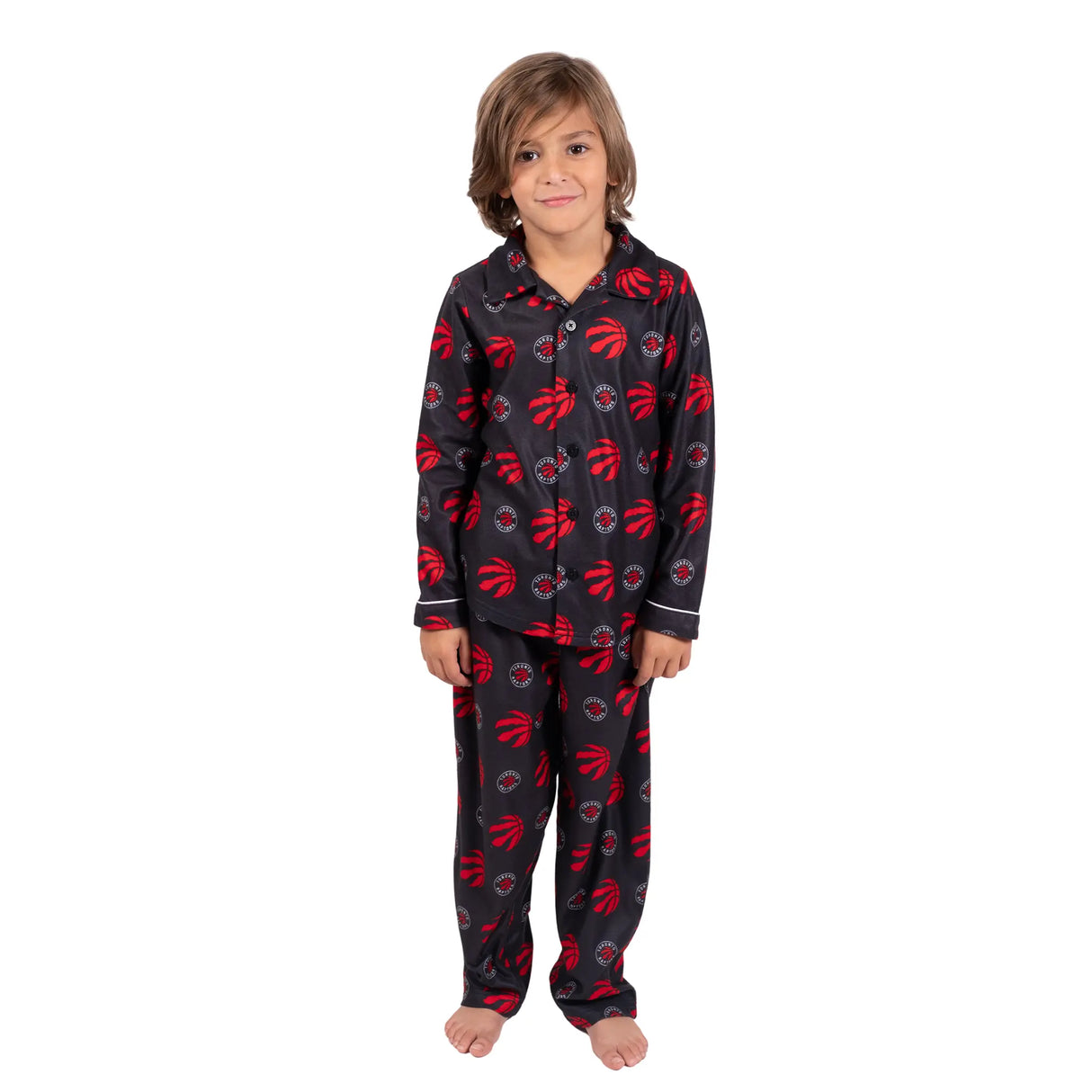 Ultra Game Youth NBA Official 2-Piece Super Soft Button Down Pajamas Set | Toronto Raptors