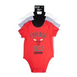 Ultra Game Youth NBA Official Baby Super Soft Cotton 3 Pack Creeper Bodysuit | Chicago Bulls