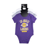 Ultra Game Youth NBA Official Baby Super Soft Cotton 3 Pack Creeper Bodysuit | Los Angeles Lakers