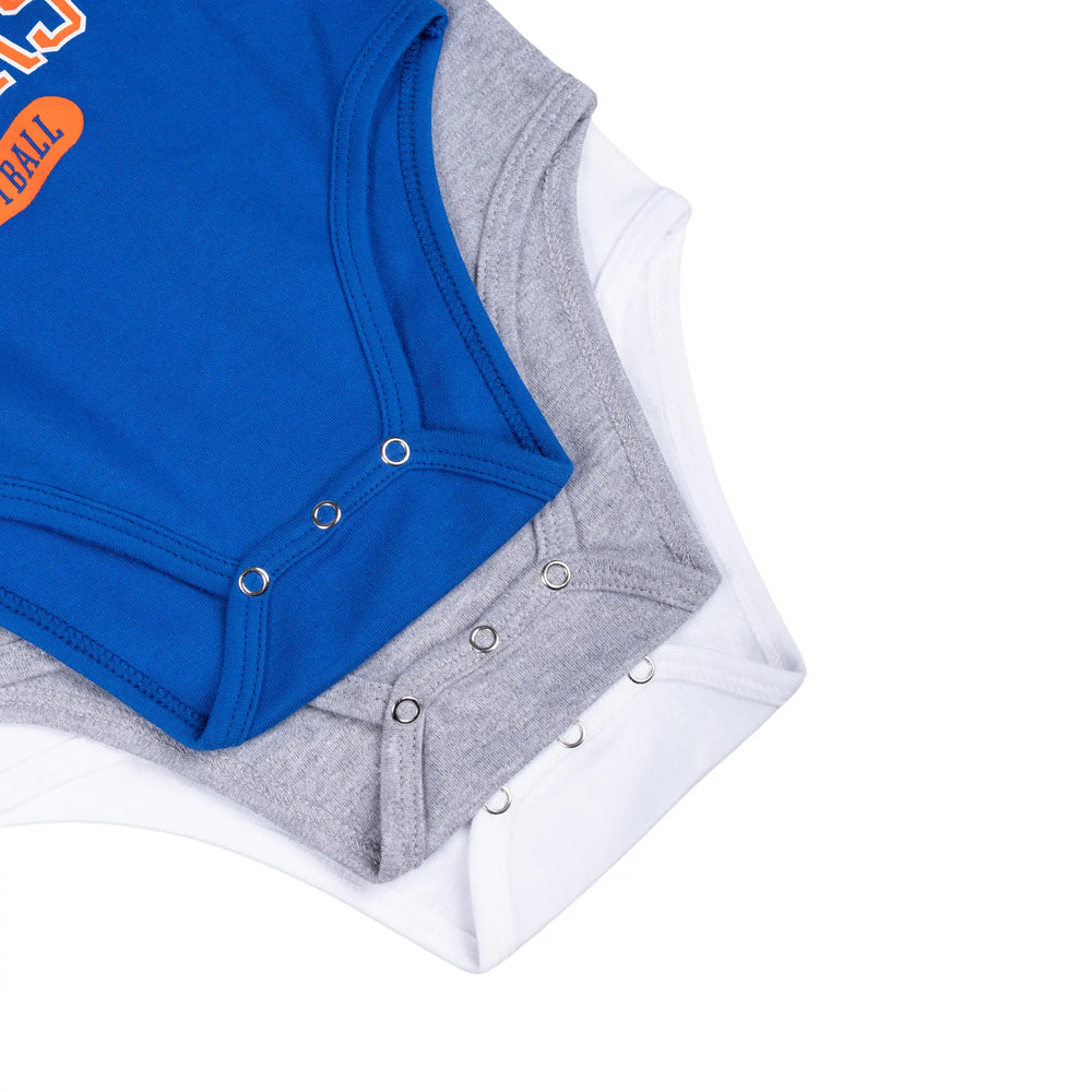 Ultra Game Youth NBA Official Baby Super Soft Cotton 3 Pack Creeper Bodysuit | New York Knicks
