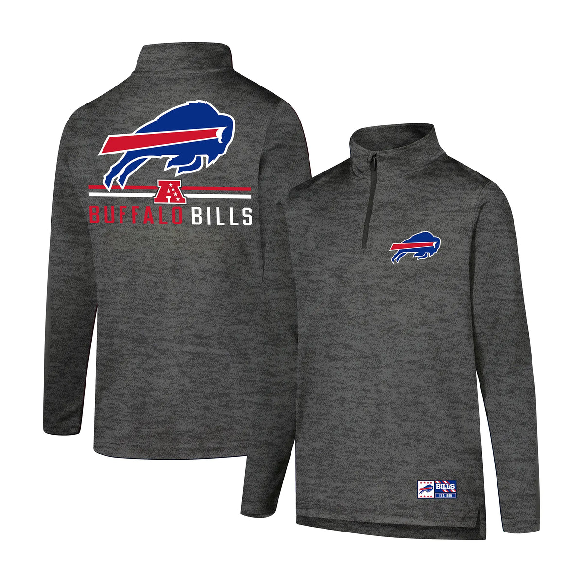 Ultra Game Youth NFL Official Super Soft Quarter Zip Long Sleeve T-Shirt | Buffalo Bills