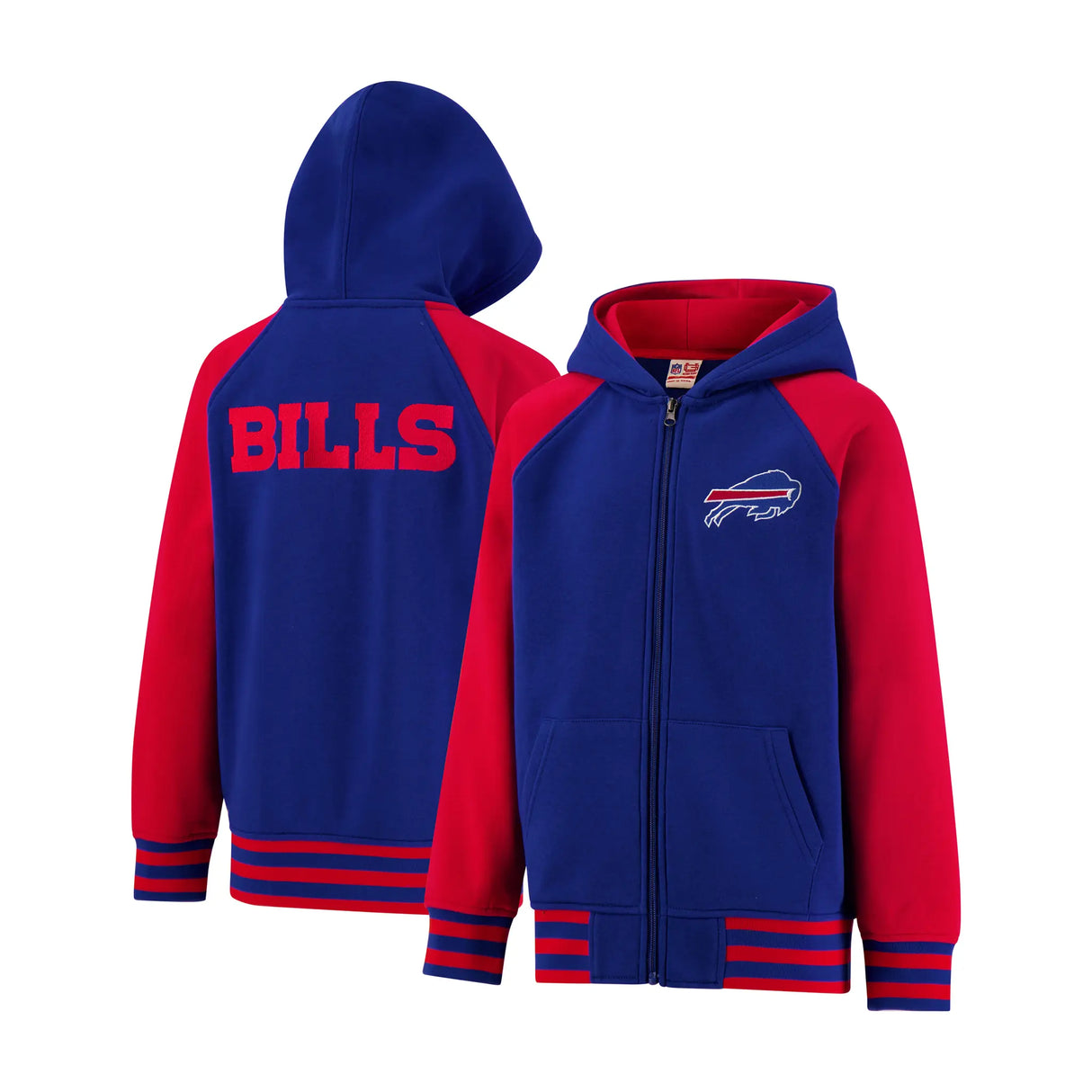 Ultra Game Youth NFL Official Super Soft Full Zip Varsity Hoodie Sweatshirt | Buffalo Bills