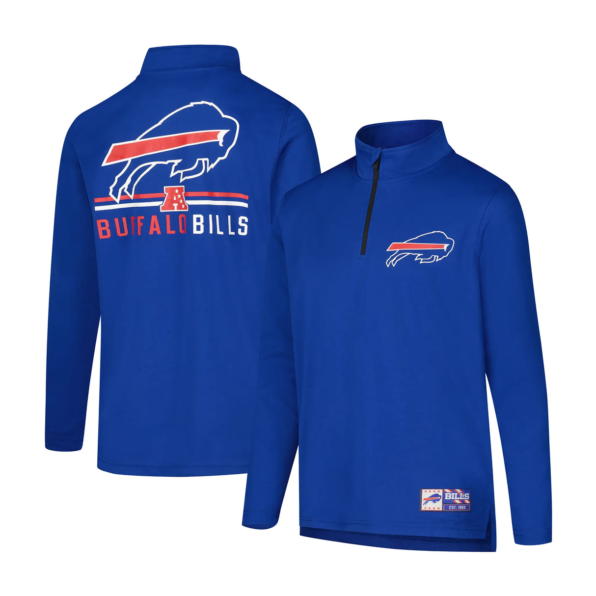 Ultra Game Youth NFL Official Super Soft Quarter Zip Long Sleeve T-Shirt | Buffalo Bills