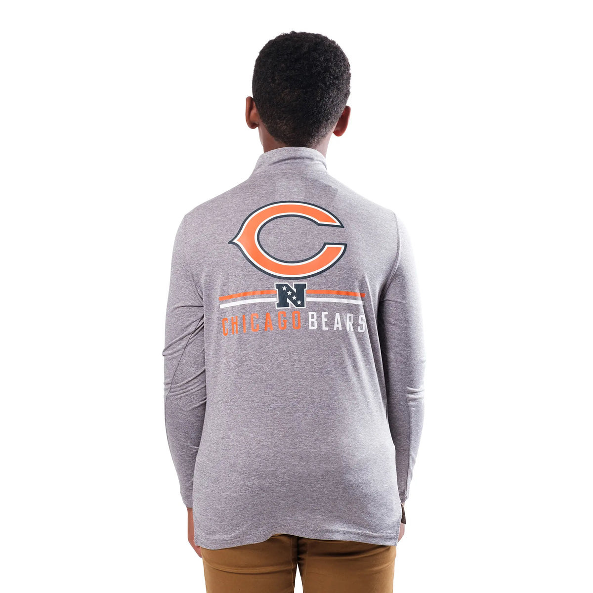 Ultra Game Youth NFL Official Super Soft Quarter Zip Long Sleeve T-Shirt | Chicago Bears