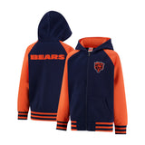 Ultra Game Youth NFL Official Super Soft Full Zip Varsity Hoodie Sweatshirt | Chicago Bears