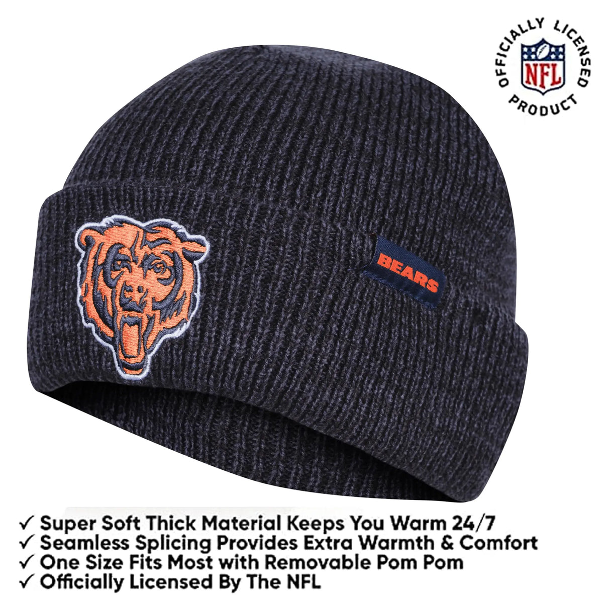 Ultra Game Youth NFL Official Super Soft Marl Knit Winter Beanie Knit Hat with Extra Warm Touch Screen Gloves