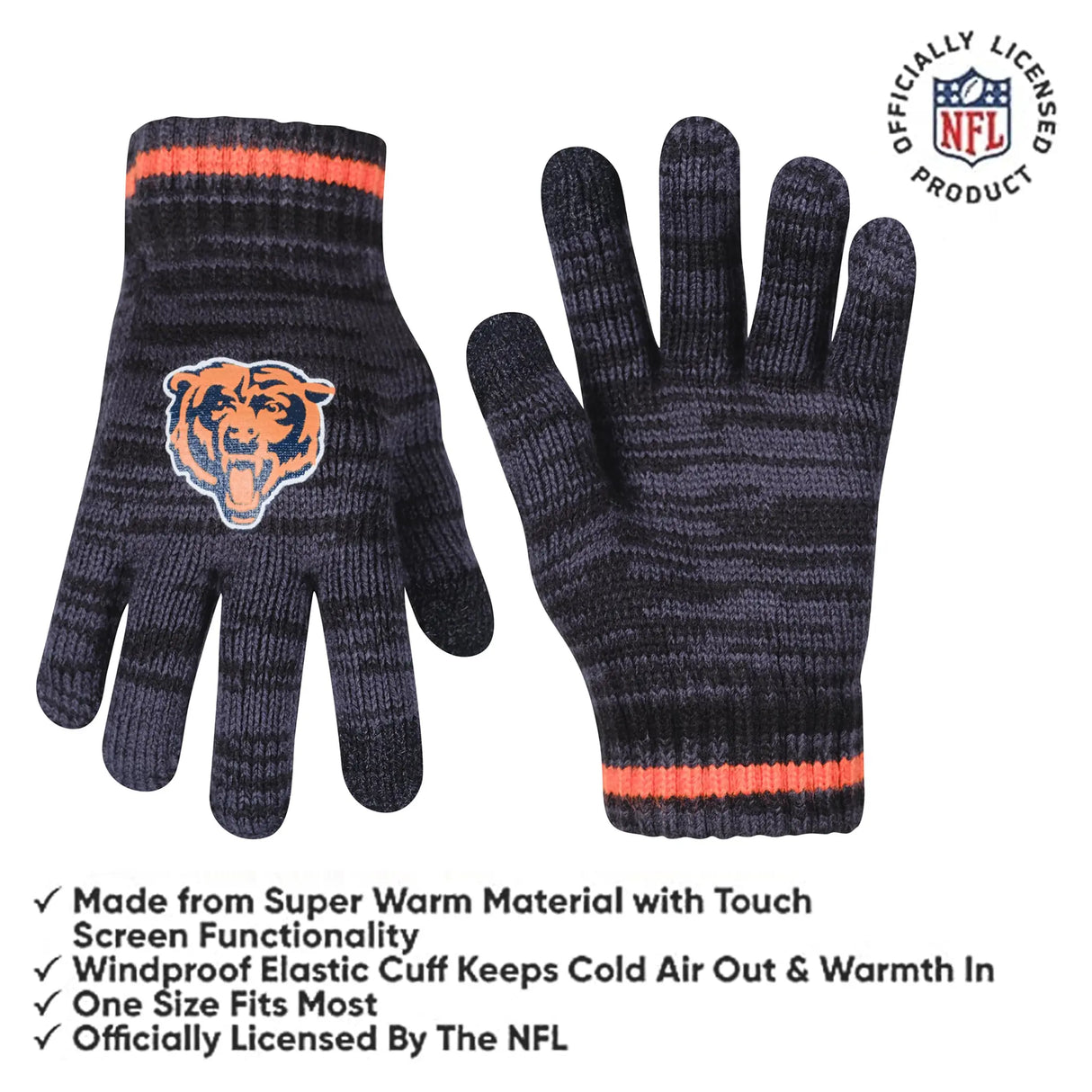 Ultra Game Youth NFL Official Super Soft Marl Knit Winter Beanie Knit Hat with Extra Warm Touch Screen Gloves