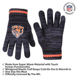 Ultra Game Youth NFL Official Super Soft Marl Knit Winter Beanie Knit Hat with Extra Warm Touch Screen Gloves | Chicago Bears