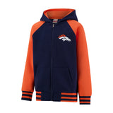 Ultra Game Youth NFL Official Super Soft Full Zip Varsity Hoodie Sweatshirt | Denver Broncos