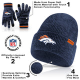 Ultra Game Youth NFL Official Super Soft Marl Knit Winter Beanie Knit Hat with Extra Warm Touch Screen Gloves | Denver Broncos