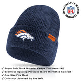Ultra Game Youth NFL Official Super Soft Marl Knit Winter Beanie Knit Hat with Extra Warm Touch Screen Gloves | Denver Broncos