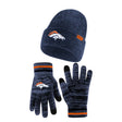 Ultra Game Youth NFL Official Super Soft Marl Knit Winter Beanie Knit Hat with Extra Warm Touch Screen Gloves | Denver Broncos