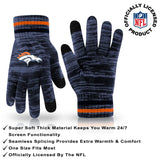 Ultra Game Youth NFL Official Super Soft Marl Knit Winter Beanie Knit Hat with Extra Warm Touch Screen Gloves | Denver Broncos
