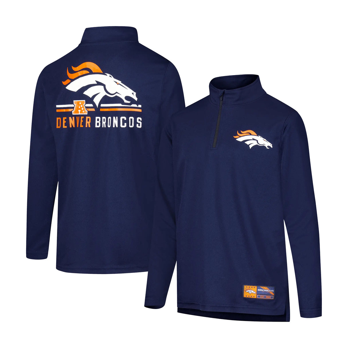 Ultra Game Youth NFL Official Super Soft Quarter Zip Long Sleeve T-Shirt | Denver Broncos
