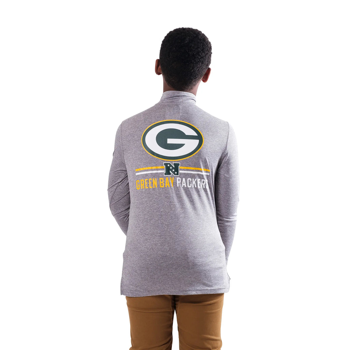 Ultra Game Youth NFL Official Super Soft Quarter Zip Long Sleeve T-Shirt | Green Bay Packers