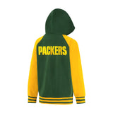 Ultra Game Youth NFL Official Super Soft Full Zip Varsity Hoodie Sweatshirt | Green Bay Packers