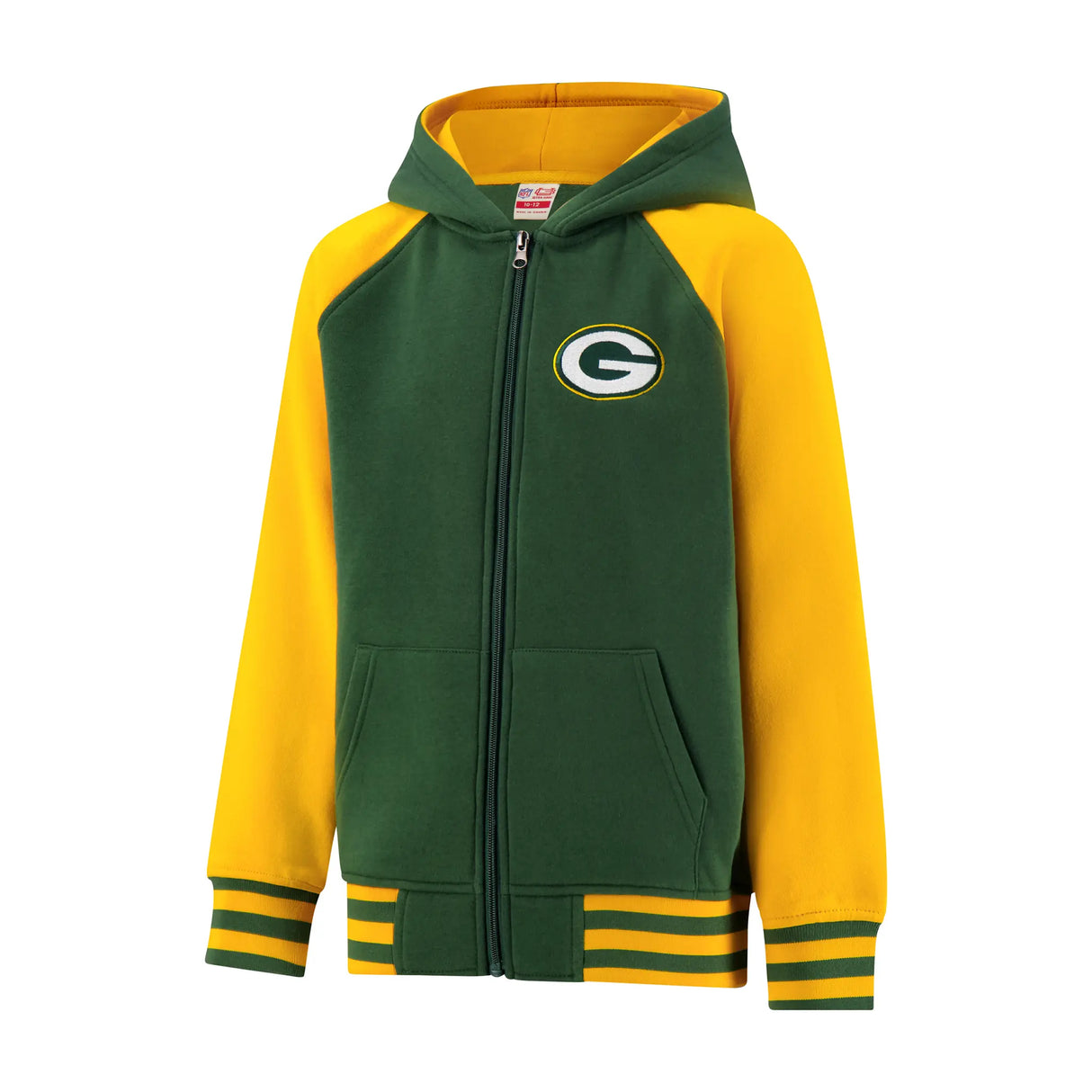 Ultra Game Youth NFL Official Super Soft Full Zip Varsity Hoodie Sweatshirt | Green Bay Packers
