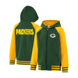Ultra Game Youth NFL Official Super Soft Full Zip Varsity Hoodie Sweatshirt | Green Bay Packers