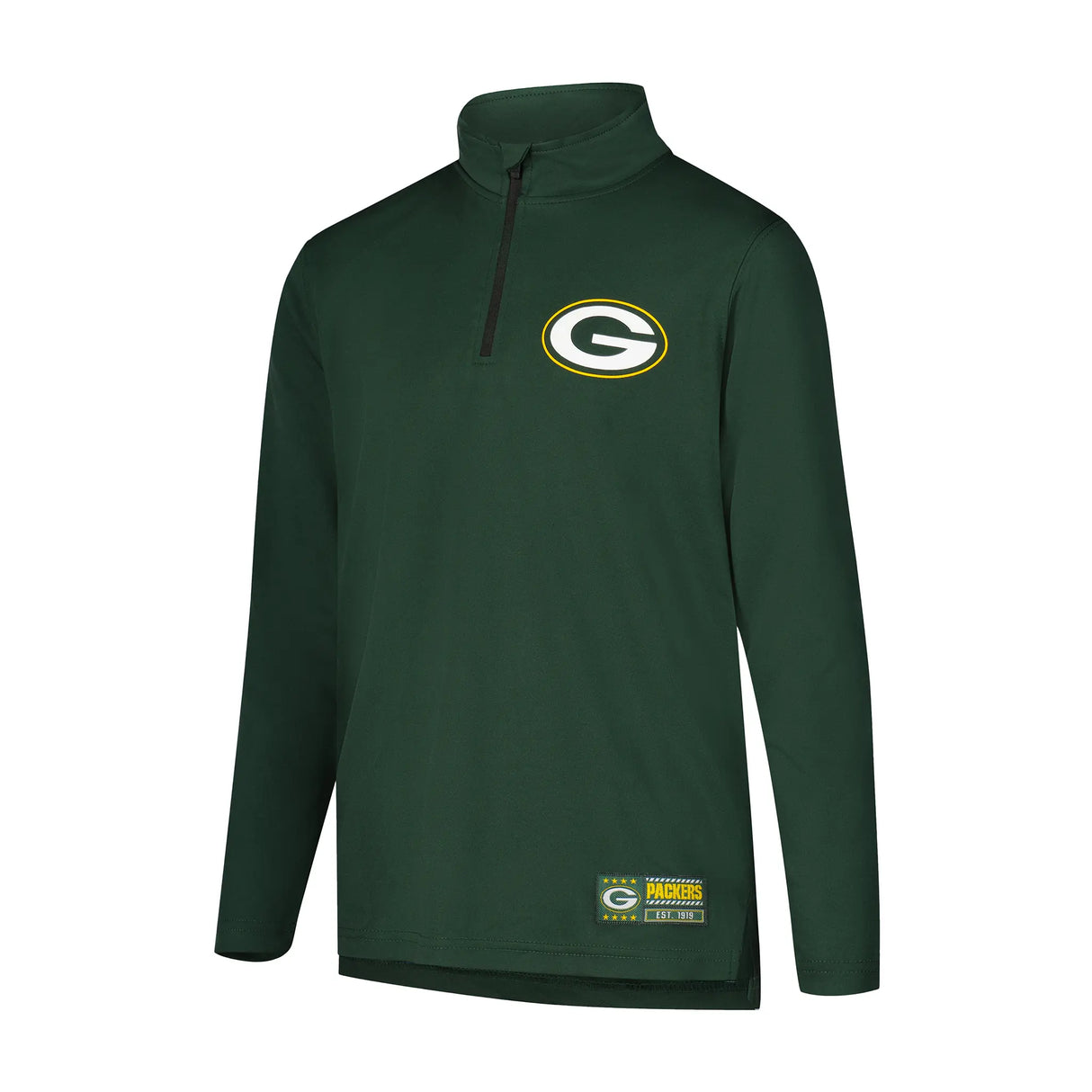 Ultra Game Youth NFL Official Super Soft Quarter Zip Long Sleeve T-Shirt | Green Bay Packers
