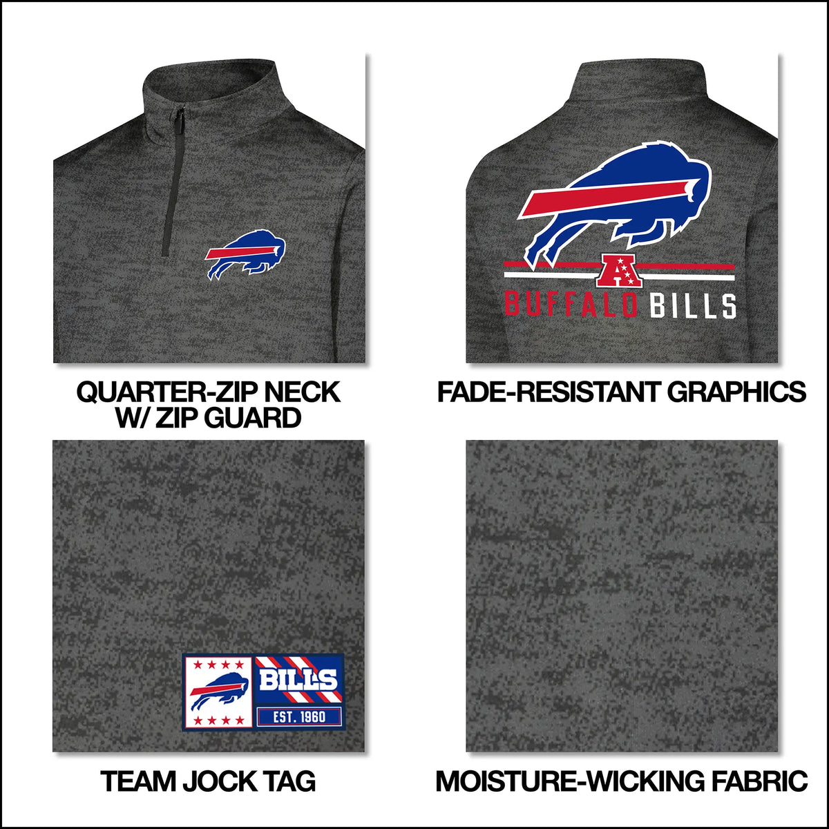 Ultra Game Youth NFL Official Super Soft Quarter Zip Long Sleeve T-Shirt | New England Patriots