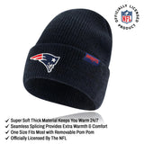 Ultra Game Youth NFL Official Super Soft Marl Knit Winter Beanie Knit Hat with Extra Warm Touch Screen Gloves | New England Patriots