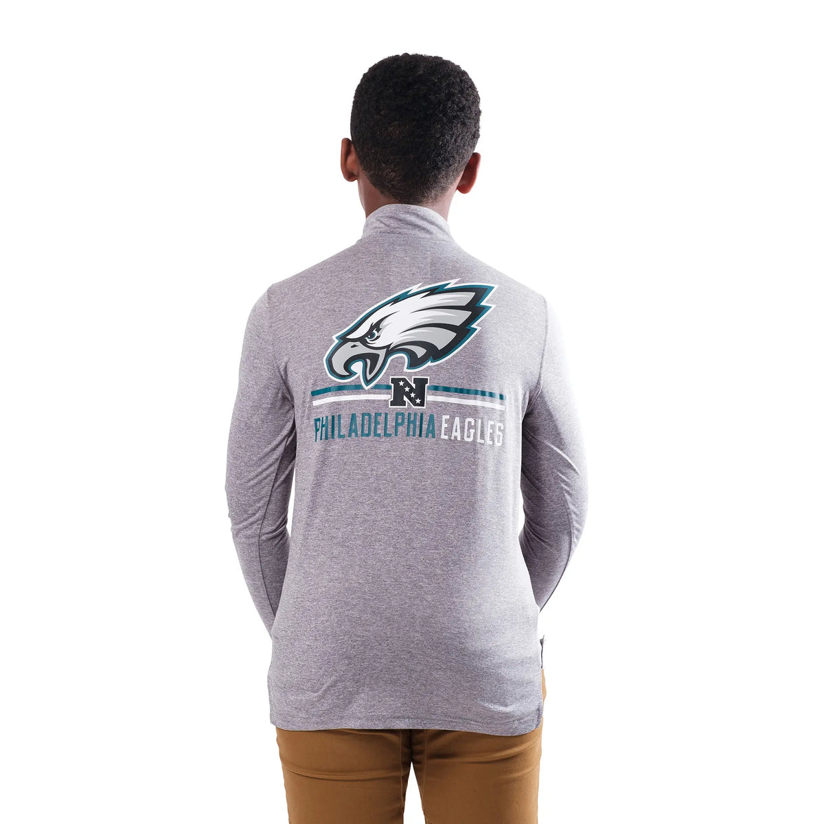 Ultra Game Youth NFL Official Super Soft Quarter Zip Long Sleeve T-Shirt | Philadelphia Eagles