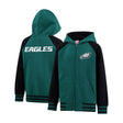 Ultra Game Youth NFL Official Super Soft Full Zip Varsity Hoodie Sweatshirt | Philadelphia Eagles