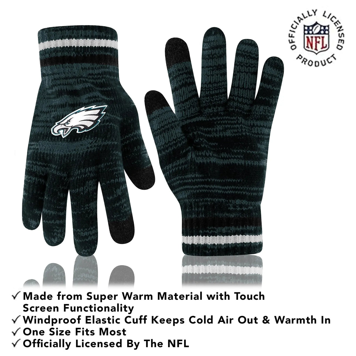 Ultra Game Youth NFL Official Super Soft Marl Knit Winter Beanie Knit Hat with Extra Warm Touch Screen Gloves