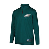 Ultra Game Youth NFL Official Super Soft Quarter Zip Long Sleeve T-Shirt | Philadelphia Eagles
