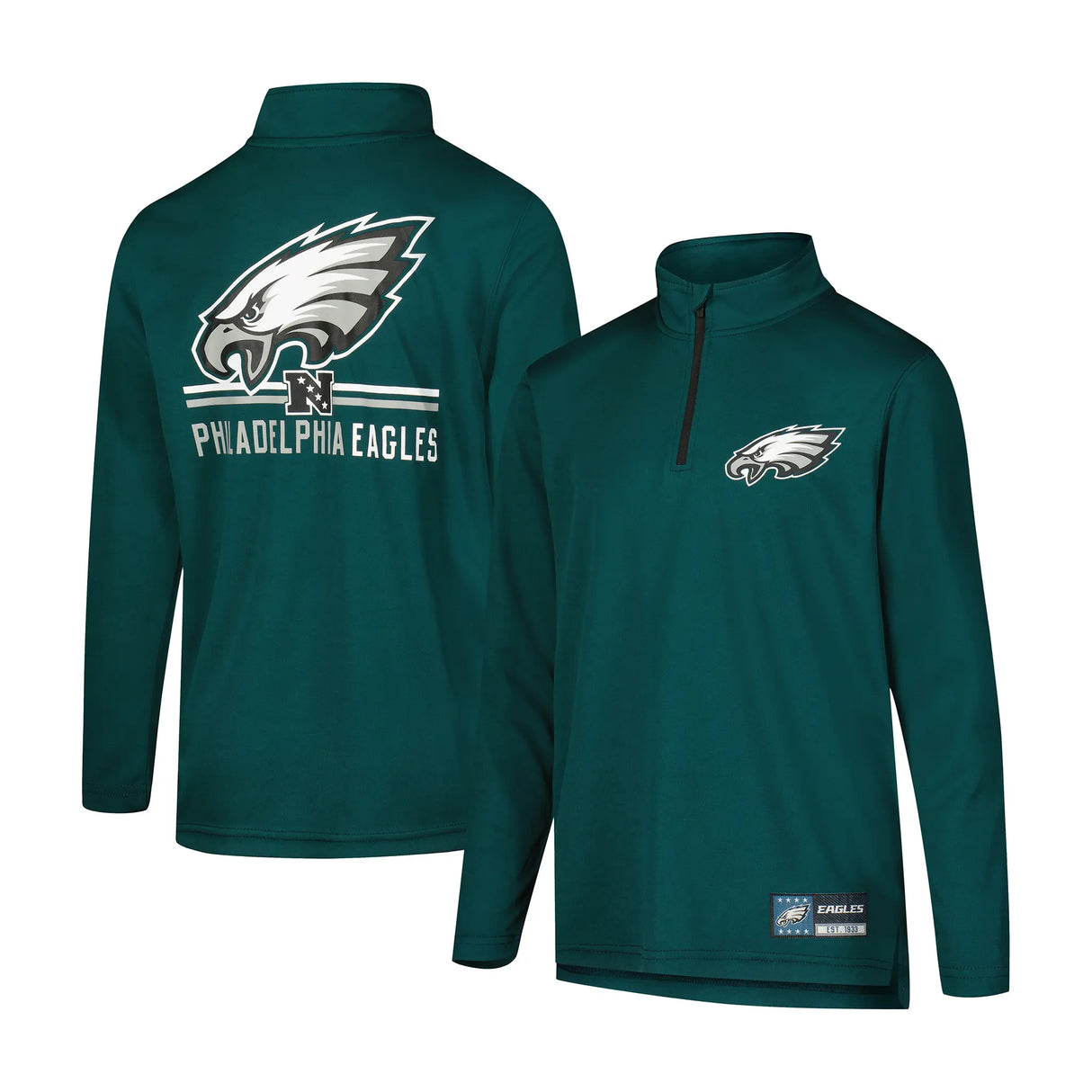 Ultra Game Youth NFL Official Super Soft Quarter Zip Long Sleeve T-Shirt