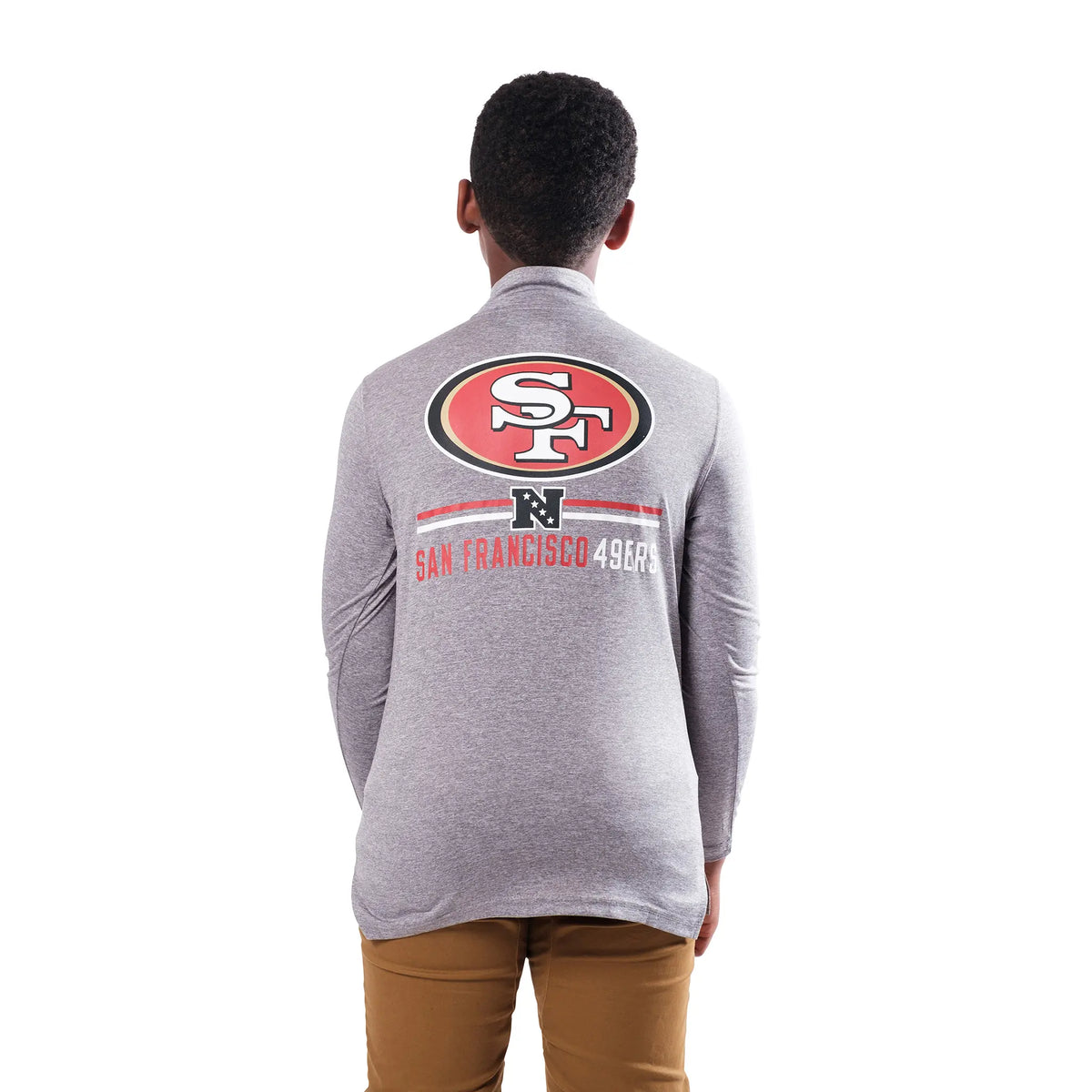 Ultra Game Youth NFL Official Super Soft Quarter Zip Long Sleeve T-Shirt | San Francisco 49ers