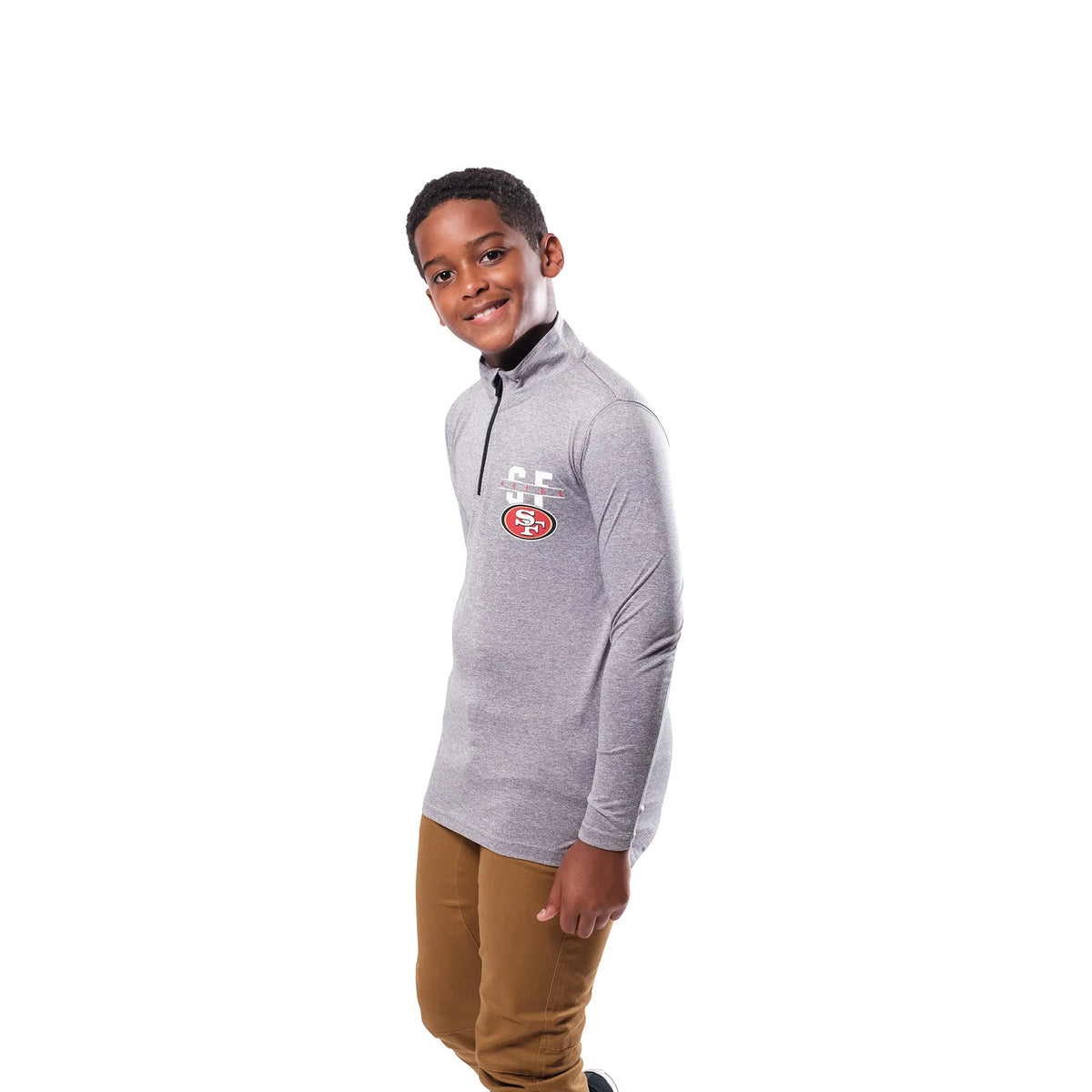 Ultra Game Youth NFL Official Super Soft Quarter Zip Long Sleeve T-Shirt | San Francisco 49ers