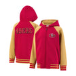 Ultra Game Youth NFL Official Super Soft Full Zip Varsity Hoodie Sweatshirt | San Francisco 49ers