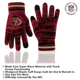 Ultra Game Youth NFL Official Super Soft Marl Knit Winter Beanie Knit Hat with Extra Warm Touch Screen Gloves | San Francisco 49ers
