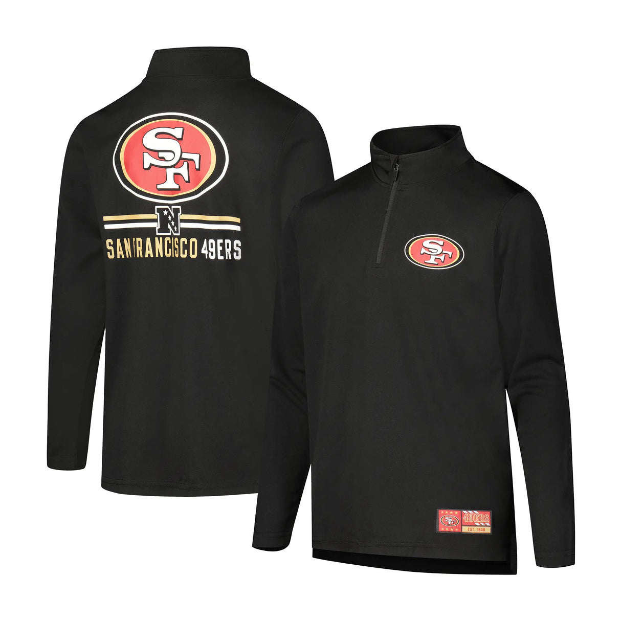 Ultra Game Youth NFL Official Super Soft Quarter Zip Long Sleeve T-Shirt | San Francisco 49ers