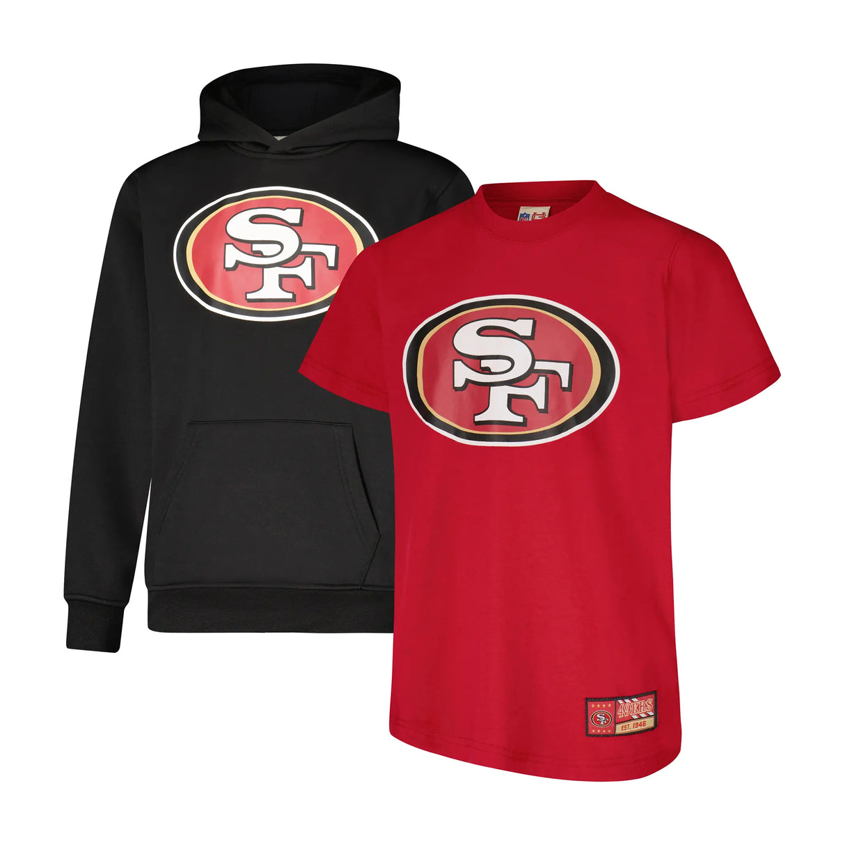 Ultra Game Youth NFL Official Super Soft T-Shirt & Hoodie Sweatshirt Set (Sizes 8 to 18-20) | San Francisco 49ers