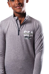 Ultra Game Youth NFL Official Super Soft Quarter Zip Long Sleeve T-Shirt | Seattle Seahawks