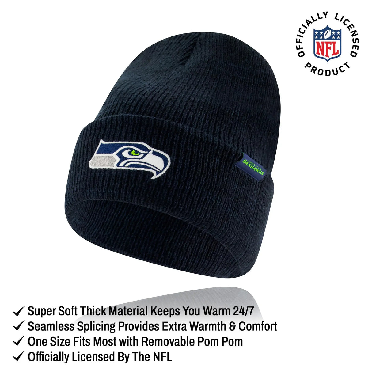 Ultra Game Youth NFL Official Super Soft Marl Knit Winter Beanie Knit Hat with Extra Warm Touch Screen Gloves