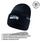Ultra Game Youth NFL Official Super Soft Marl Knit Winter Beanie Knit Hat with Extra Warm Touch Screen Gloves | Seattle Seahawks