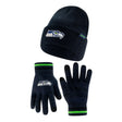 Ultra Game Youth NFL Official Super Soft Marl Knit Winter Beanie Knit Hat with Extra Warm Touch Screen Gloves | Seattle Seahawks
