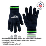 Ultra Game Youth NFL Official Super Soft Marl Knit Winter Beanie Knit Hat with Extra Warm Touch Screen Gloves