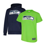 Ultra Game Youth NFL Official Super Soft T-Shirt & Hoodie Sweatshirt Set (Sizes 8 to 18-20) | Seattle Seahawks