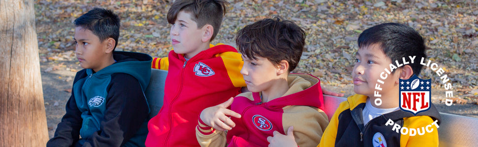 ultra game youth nfl official team color super soft full zip varsity hoodie sweatshirt banner 1