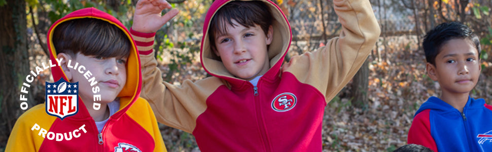 ultra game youth nfl official team color super soft full zip varsity hoodie sweatshirt banner 2