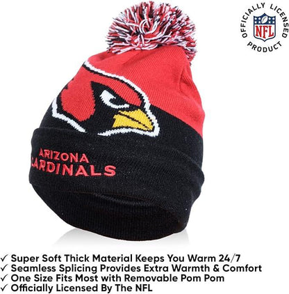 Ultra Game NFL Official Youth Super Soft Winter Beanie Knit Hat With Extra Warm Touch Screen Gloves, Arizona Cardinals, Team Color 2, 1 SIZE|Arizona Cardinals